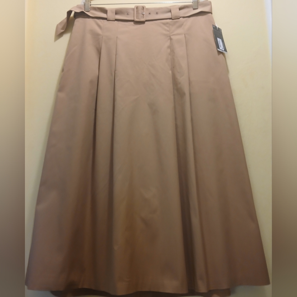 Worthington Tan Maxi Pleated A-line Skirt for Work